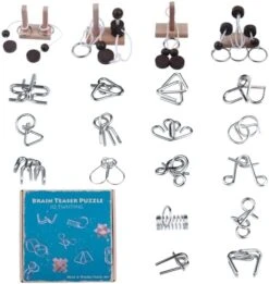 Wooden And Metal 3D Unlock Interlock Assorted Brain Teasers Puzzles，IQ Logic Training Family Game Party Favor Coffee Table Time Unlock Interlock Mind Puzzles Box -Folkmanis Toys Shop 41lveytahCL. AC