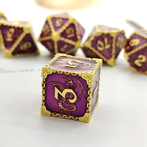 DND Dice Set D&D Metal MTG Trpg Dungeons And Dragons D20 Polyhedral Math Board Games Accessories Pathfinder Mechanical Dice Bag-Imitation Gold Purple 5 DND Dice Set D&D Metal MTG Trpg Dungeons And Dragons D20 Polyhedral Math Board Games Accessories Pathfinder Mechanical Dice Bag-Imitation Gold Purple - Image 3