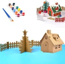 Children's DIY Paper House Assembled Coloring Toy Christmas Dress Up Game House Gift (Castle) -Folkmanis Toys Shop 41mPUXxSbbL. AC
