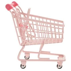 Miniature Shopping Cart 1pc For Kids Mini Rolling Cart Target Cart For Kids Mini Trolley With Wheels Small Table Frame Desk Crafts Pink Toddler Mini Grocery Cart