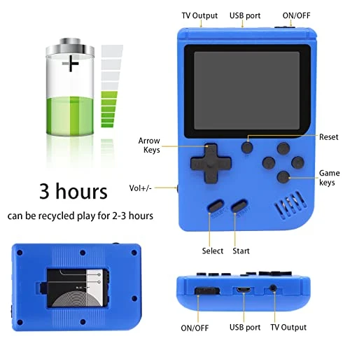 LARSEBEI Handheld Game Console, 3.0-Inch Portable Video Game Console For Kids With 800 Classical FC Games,Supports Two Players And Connects To TV ,1020mAh Rechargeable Battery(Blue) 6 LARSEBEI Handheld Game Console, 3.0-Inch Portable Video Game Console For Kids With 800 Classical FC Games,Supports Two Players And Connects To TV ,1020mAh Rechargeable Battery(Blue) - Image 4