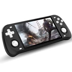 Diketigeey RGB10 MAX 2 Handheld Game Console 5 Inch IPS Screen Open Source With 16+64G TF 10000 Games Cards 64Bit PS1 PCE 6 Hours Battery Life Open Source Linux System Game Player (Black)