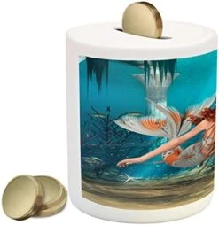 Ambesonne Baseball Piggy Bank, Baseball Background With Dots And Grunge Dark Lettering Batting Team Game, Ceramic Coin Bank Money Box For Cash Saving, 3.6" X 3.2", Black Yellow -Folkmanis Toys Shop 41nAFPlXHyL. AC