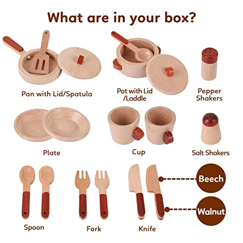 Wooden Play Kitchen Accessories, Kitchen Pretend Play Toys, Kids Kitchen Set With Pan, Pots, Plates, Storage Bag, Birthday And Chritmas Gift For Boys And Girls 3 Wooden Play Kitchen Accessories, Kitchen Pretend Play Toys, Kids Kitchen Set With Pan, Pots, Plates, Storage Bag, Birthday And Chritmas Gift For Boys And Girls