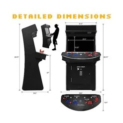 Creative Arcades Full Size Stand-Up Commercial Grade Arcade Machines | 4 Player | 3500 Games | 32" LCD Screen | 4 Sanwa Joysticks | Trackball | Woodgrain Edition | 2 Stools Included | 3 Year Warranty -Folkmanis Toys Shop 41o0BOrnSeL