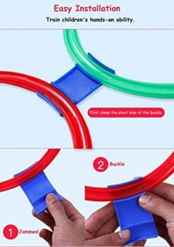 Jooley Hopscotch Ring Game-10 Set With 1 Premium Sandbag, Multi-Colored 10 Hoops And 15 Connectors For Girls And Boys Outdoor Play At The Park Or Indoor -Folkmanis Toys Shop 41ohJcxyA1L