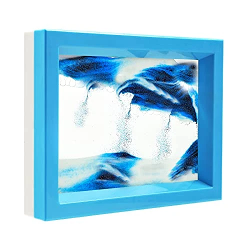 Dynamic Blue Sand Art Picture, Moving Sand Pictures Liquid Motion Art, Moving Sand Art Frame For Desktop Office Home, Sensory Toys For Calm Relaxing 3 Dynamic Blue Sand Art Picture, Moving Sand Pictures Liquid Motion Art, Moving Sand Art Frame For Desktop Office Home, Sensory Toys For Calm Relaxing