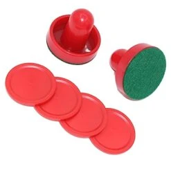 Air Hockey Set Table Plastic Pushers And Pucks Entertaining Lightweight Wear-Resistant Game Toy Arcade Goalies Accessories, Red