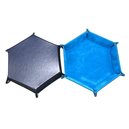 Kimairy DND Metal Dice Tray, Dice Folding Hexagon Tray Leather Dice Holder Velvet Rolling Storage Tray For Dice Games RPG DND Other Table Games And Candy Holder Storage Box (Cyan) 4 Kimairy DND Metal Dice Tray, Dice Folding Hexagon Tray Leather Dice Holder Velvet Rolling Storage Tray For Dice Games RPG DND Other Table Games And Candy Holder Storage Box (Cyan) - Image 2