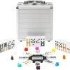 PLAYWUS Double 12 Coloured Dot Dominoes Mexican Train Game Set With Aluminum Case, 91 Tiles 9 Trains, Scoreboard, Octagon Shape Hub
