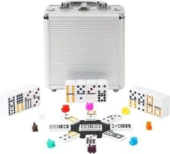 PLAYWUS Double 12 Coloured Dot Dominoes Mexican Train Game Set With Aluminum Case, 91 Tiles 9 Trains, Scoreboard, Octagon Shape Hub 16 PLAYWUS Double 12 Coloured Dot Dominoes Mexican Train Game Set With Aluminum Case, 91 Tiles 9 Trains, Scoreboard, Octagon Shape Hub -Folkmanis Toys Shop 41oqM8mgphL. AC