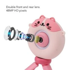 Kids Mini Play Camera, 2 Inch HD IPS Screen 48MP Dual Lens Kids Camera Toy With Tripod (Pink) -Folkmanis Toys Shop 41pGT4RUfyL