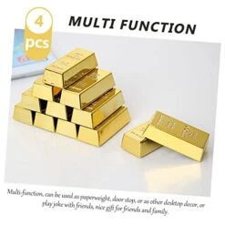 Toyvian 56 Pcs Gold Bar Props Toy Artificiales Para Cowboys Ornament Nativity Ornaments Artificial Brick Bar Toy Bullion Gold Bar Gold Bar Toys Gold Bar Playthings Abs