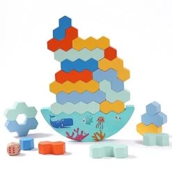 Cltoyvers Wooden Blocks Puzzles Tower Stacking Balancing Game Montessori Building Blocks With Dice Board Games Math Educational Toys For 2 Players+ Family Games, Parties, Travel, Adults &Kids Ages 3+ -Folkmanis Toys Shop 41pU5Vy94YL