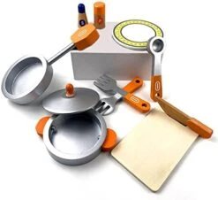 HILIROOM HILIROOM Wooden Kitchen Set For Kids, Play Kitchen With Toy Kitchen Accessories, Included Cookware Pots And Pans, Cooking Utensils, Pretend Kitchen Playset For Aged 3+ Boys/Girls -Folkmanis Toys Shop 41pl4s53qoL. AC