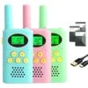 POKPOW Walkie Talkies For Kids Rechargeable 3 Pack Long Range 22 Channels 2 Way Radio Outdoor Kids Toys For Ages 3-12 Camping Hiking Birthday Xmas Easter Gifts For Boys Girls (Blue Pink Green) -Folkmanis Toys Shop 41poVIzIOHL