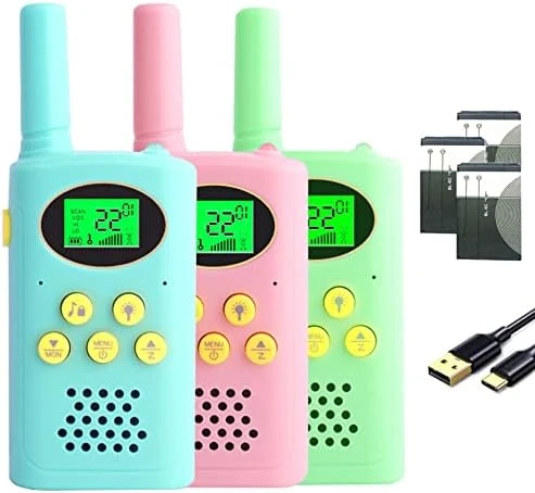 POKPOW Walkie Talkies For Kids Rechargeable 3 Pack Long Range 22 Channels 2 Way Radio Outdoor Kids Toys For Ages 3-12 Camping Hiking Birthday Xmas Easter Gifts For Boys Girls (Blue Pink Green) 9 POKPOW Walkie Talkies For Kids Rechargeable 3 Pack Long Range 22 Channels 2 Way Radio Outdoor Kids Toys For Ages 3-12 Camping Hiking Birthday Xmas Easter Gifts For Boys Girls (Blue Pink Green) - Image 7