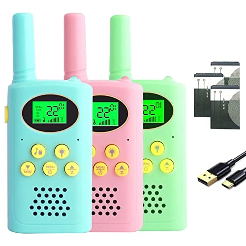 POKPOW Walkie Talkies For Kids Rechargeable 3 Pack Long Range 22 Channels 2 Way Radio Outdoor Kids Toys For Ages 3-12 Camping Hiking Birthday Xmas Easter Gifts For Boys Girls (Blue Pink Green) 3 POKPOW Walkie Talkies For Kids Rechargeable 3 Pack Long Range 22 Channels 2 Way Radio Outdoor Kids Toys For Ages 3-12 Camping Hiking Birthday Xmas Easter Gifts For Boys Girls (Blue Pink Green)