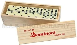 Double 6 Jumbo Size Faux Tiles With Spinner In Wooden Box - Cream -Folkmanis Toys Shop 41ppeV19XrL