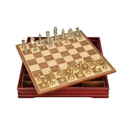 Magnetic Travel Chess Set Solid Wood Metal With Board Storage Compartment Great Travel Toy Set 14.7in Board Games