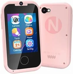 Lizzbey Kids Phone Toys For Toddlers 3-5,Christmas Birthday Gifts For Boys Girls Ages 3-6,Portable Touchscreen Play Phone For Kids MP3 Music Player With Camera SD Card-Blue -Folkmanis Toys Shop 41qpcPYFxL. AC