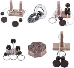 Wooden And Metal 3D Unlock Interlock Assorted Brain Teasers Puzzles，IQ Logic Training Family Game Party Favor Coffee Table Time Unlock Interlock Mind Puzzles Box -Folkmanis Toys Shop 41quaKlBWlL. AC