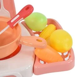 Drfeify Pretend Kitchen Game Set,Mini Size Kitchen Set With Sounds And Lights Educational Kids Cooking Toys Gifts Pretend Kitchen Game Set For Kids (888-19 Pink) -Folkmanis Toys Shop 41r4UgYIYAL