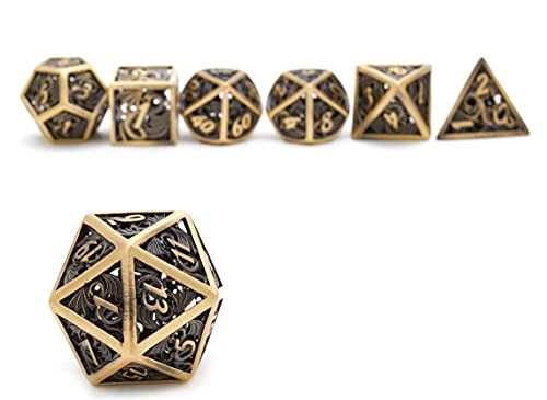 Hollow Metal DND Game Dice Dragon Design Ancient Iron 7Pcs Set For Dungeons And Dragons RPG MTG Table Games D&D Pathfinder Shadowrun And Math Teaching (with Metal Case) 4 Hollow Metal DND Game Dice Dragon Design Ancient Iron 7Pcs Set For Dungeons And Dragons RPG MTG Table Games D&D Pathfinder Shadowrun And Math Teaching (with Metal Case) - Image 2