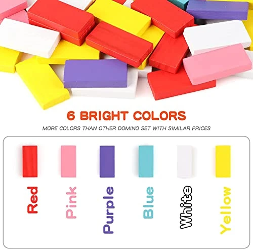 Wondertoys 600 PCS Dominoes Set For Kids Wooden Building Blocks 6 Colors Bulk Dominoes Racing Tile Games Educational Toy For Kids Birthday Party With 11 Add-on Blocks And 1 Storage Bag 4 Wondertoys 600 PCS Dominoes Set For Kids Wooden Building Blocks 6 Colors Bulk Dominoes Racing Tile Games Educational Toy For Kids Birthday Party With 11 Add-on Blocks And 1 Storage Bag - Image 2