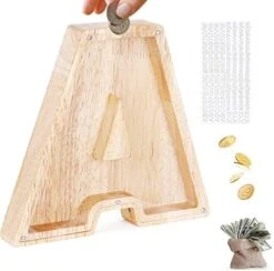 LIHMHSA Wooden Piggy Bank, Personalized Letters Coin Bank Kids Money Bank, Text Engraved Money Box Wooden Piggy Bank Gift For Kids, Christmas Birthday Gift Home Decoration Ornaments (R) -Folkmanis Toys Shop 41rndjXUe9L. AC