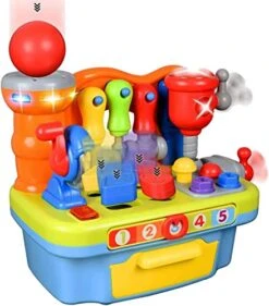 Liberty Imports Musical Learning Workbench Toddler Toys For Boys Girls Kids, Baby Early Education Toy Shape Sorter With Lights & Sounds For Teaching Colors, Shapes, Numbers