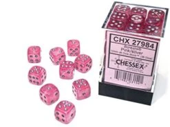 Chessex Borealis 12mm D6 Pink/Silver Luminary Dice Block (36 Dice) (27984)