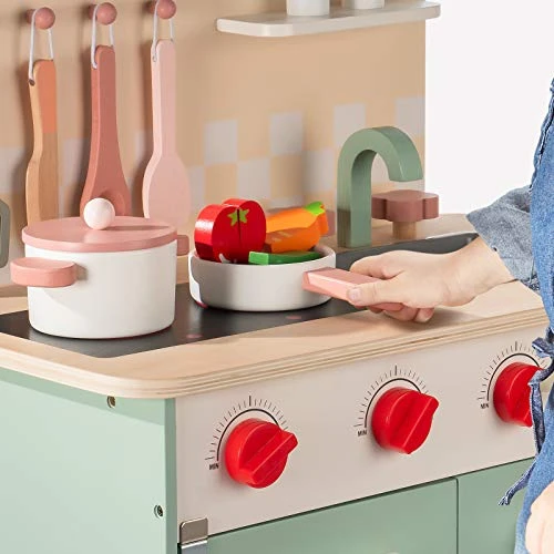 ROBOTIME Wooden Kitchen Playset For Kids Toddler, Wood Chef Pretend Play Kitchen Preschool Toy Kitchen Sets For Kids Boys Girls Ages 3 To 8 (Green) 3 ROBOTIME Wooden Kitchen Playset For Kids Toddler, Wood Chef Pretend Play Kitchen Preschool Toy Kitchen Sets For Kids Boys Girls Ages 3 To 8 (Green)