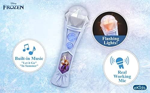 Disney Frozen 2 Karaoke Sing Along Microphone For Kids, Built In Music, Flashing Lights, Pretend Mic, Toys For Kids Karaoke Machine, Connects MP3 Player Aux In Audio Device 4 Disney Frozen 2 Karaoke Sing Along Microphone For Kids, Built In Music, Flashing Lights, Pretend Mic, Toys For Kids Karaoke Machine, Connects MP3 Player Aux In Audio Device - Image 2