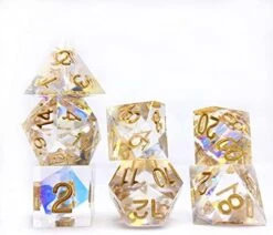 IDTQ DND Game Dice-Set Sharp Edges - Dungeons And Dragons Polyhedral Translucent Gold Dice Set RPG MTG Table Games D4 D6 D8 D10 D12 D20 (Colorful Sword) -Folkmanis Toys Shop 41t0lHXF5oS. AC