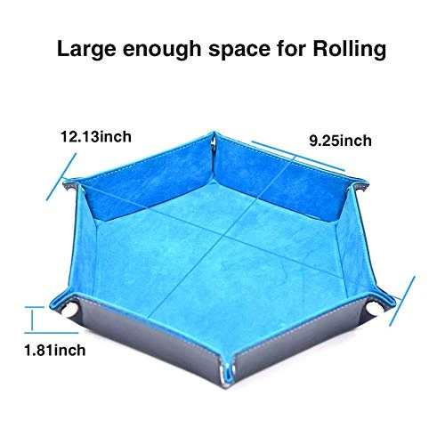 Kimairy DND Metal Dice Tray, Dice Folding Hexagon Tray Leather Dice Holder Velvet Rolling Storage Tray For Dice Games RPG DND Other Table Games And Candy Holder Storage Box (Cyan) 6 Kimairy DND Metal Dice Tray, Dice Folding Hexagon Tray Leather Dice Holder Velvet Rolling Storage Tray For Dice Games RPG DND Other Table Games And Candy Holder Storage Box (Cyan) - Image 4