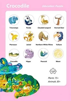 RELOVS Jigsaw Puzzles For Kids Ages 4-8, 8-10, Children Interesting Animal Shaped Puzzle Learning Educational Toys Gifts Games For Boys And Girls (Crocodile-154 Pieces) -Folkmanis Toys Shop 41tSYmcfd5L