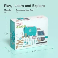 ROBUD Wooden Doctor Kit For Kids Toddlers, Pretend Play Dentist Medical Playset, Gift For 3+ Years Old Boys & Girls - 18 Piece Blue -Folkmanis Toys Shop 41tTYhJy3bL