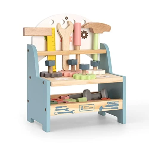 ROBUD Mini Wooden Play Tool Workbench Set For Kids Toddlers - Construction Toys Gift For 18 Months 2 3 4 5 Years Old Boys Girls 3 ROBUD Mini Wooden Play Tool Workbench Set For Kids Toddlers - Construction Toys Gift For 18 Months 2 3 4 5 Years Old Boys Girls