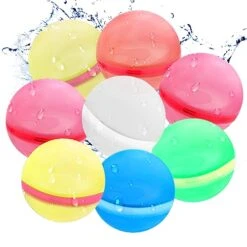 Reusable Water Bomb Balloons, Silicone Water Ball Easy Quick Fill Self-Sealing Water Balls For Kids Adults Outdoor Activities Water Games Toy Summer Fun Party Supplies (8Pcs)