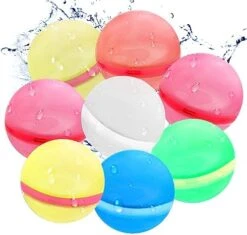 Reusable Water Bomb Balloons, Silicone Water Ball Easy Quick Fill Self-Sealing Water Balls For Kids Adults Outdoor Activities Water Games Toy Summer Fun Party Supplies (8Pcs) -Folkmanis Toys Shop 41ttSL9AsYL. AC