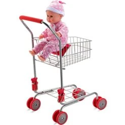 HUSHLILY® - Toy Shopping Cart Foldable With Swivel Smooth Wheels, Folds For Easy Storage, For Kids And Toddlers, Age 3 Years & Up - Red