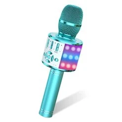 Amazmic Kids Karaoke Microphone Machine Toy Bluetooth Microphone Portable Wireless Karaoke Machine Handheld With LED Lights, Gift For Children Adults Birthday Party, Home KTV(Blue)