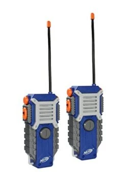 Nerf Walkie Talkie For Kids Fun At The Touch Of A Button, Set Of 2, 1000' Range By Sakar, Rugged Pair Battery Powered Gray Blue & Orange