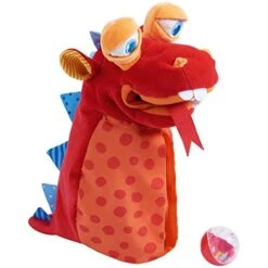HABA Glove Puppet Eat It Up Dragon - Hand Puppet With Belly Bag To Eat Small Objects