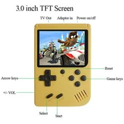 Handheld Games Console For Kids Adults - Retro Video Games Consoles 3 Inch Screen 168 Classic Games 8 Bit Game Player With AV Cable Can Play On TV (Yellow) -Folkmanis Toys Shop 41vBb5LJSLL