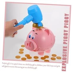 Toyvian Piggy Bank Desktop Toys Kids Playset Kid Piggy Bank Game Saving Pot Pig Money Bank Lovely Saving Jar Plastic Child Decorate Taste Pink Kids Educational Toys Money Bank Animal Toys