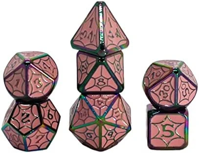 Seven Seas Pirates Metal Blood-Like Paint Splattered Antique Silver Dice Set With Hexagon Wooden Display Box And Magnetic Lid 8 Seven Seas Pirates Metal Blood-Like Paint Splattered Antique Silver Dice Set With Hexagon Wooden Display Box And Magnetic Lid - Image 6