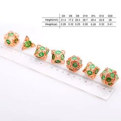 Cttasty DND Dice Set Hollow Metal Dice Set Handmade 7pcs Polyhedral Dice Set DND RPG MTG Role Playing Game Dice Set D&D Dice With Gift Case For DND Dungeons And Dragon (Green Gold) -Folkmanis Toys Shop 41vJzCoAvjL