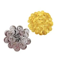 Toyvian 200pcs Pirate Gold Coin For Pirate Accessories Metal Pirate Coins Play Coins Treasures Party Decors Pretend Play Gold Coin Simulation Gold Coins Game Gold Coins